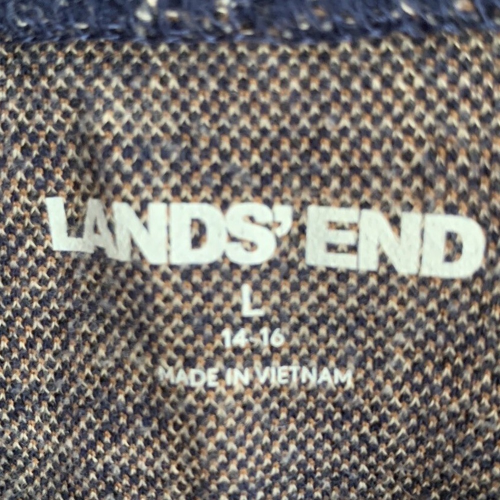 Lands' End Plaid Long Sleeve Top L Glen Check Classic Preppy Dark Academia - Picture 3 of 9